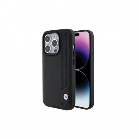 BMW Leather Blue Dots iPhone 15 Pro Max Case - Black