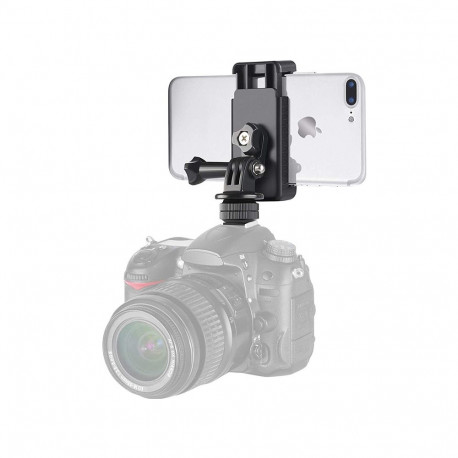 Phone/Sports Camera Holder with Adapter - Black