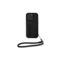 BMW Signature Leather Wordmark Cord Case for iPhone 16 Pro Max - Black
