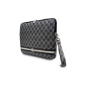 DKNY Sleeve Checkered Pattern Printed Stripes 16" Laptop Case - Black