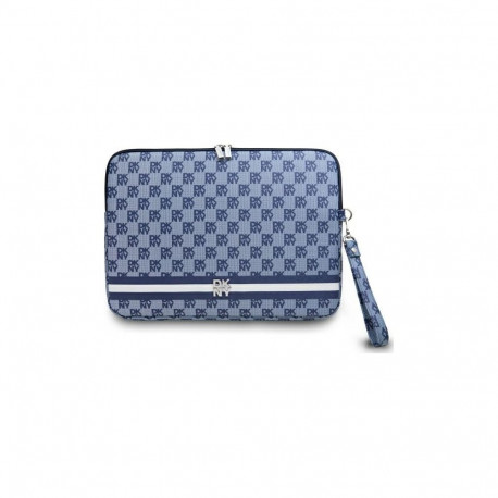 DKNY Sleeve Checkered Pattern Printed Stripes 14" Laptop Case - Blue