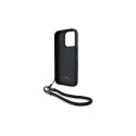 BMW Signature Leather Wordmark Cord Case for iPhone 16 Pro Max - Black