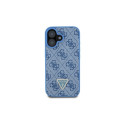 Guess Hardcase Leather 4G Triangle Strass MagSafe Case for iPhone 16 - Blue