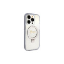 Guess Ring Stand Script Glitter MagSafe case for iPhone 15 Pro - transparent