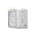 Guess Ring Stand Script Glitter MagSafe case for iPhone 15 Pro - transparent