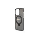 Guess Ring Stand Script Glitter MagSafe case for iPhone 15 Pro Max - black
