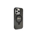 Guess Ring Stand Script Glitter MagSafe case for iPhone 15 Pro - black