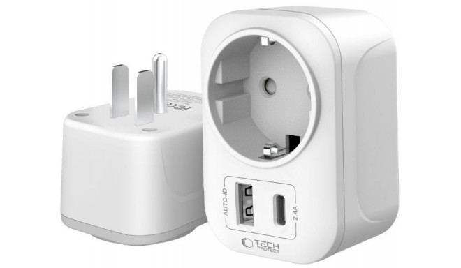 Tech-Protect travel adapter TA100 US-EU, white