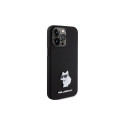 Karl Lagerfeld Silicone Choupette Metal Pin case for iPhone 15 Pro Max - black