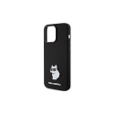 Karl Lagerfeld Silicone Choupette Metal Pin case for iPhone 15 Pro Max - black