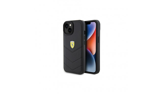 Ferrari Quilted Metal Logo case for iPhone 15 - black