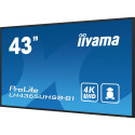 "109cm/43"" (3840x2160) iiyama ProLite LH4365UHSB-B1 16:9 4K IPS Touch 8ms 60Hz 24/7 2xHDMI DP LAN W