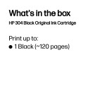 HP 304 Black Ink Cartridge, 120 pages, for HP DeskJet 2620,2630,2632,2633,3720,3730,3732,3735