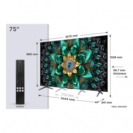 TV Set|TCL|75 "|4K Ultra HD|3840 x 2160 pixels|Flat|16:9|QD-Mini LED|75Q6C