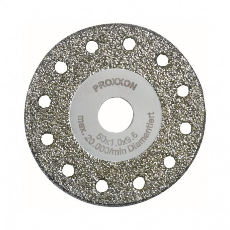 Proxxon diamond-coated cutting and roughing disc – 50 mm diameter, 1 mm thickness, cooling holes, fo