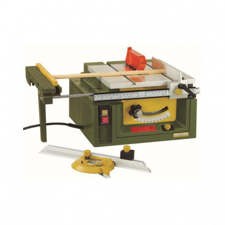 Proxxon FET 27070 benchtop table saw – 200W, 7000 rpm, 300x300 mm aluminum table, tungsten-tipped bl