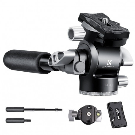 Tripod Head - K&F Concept FH-01 2D Aluminum 360° Rotation 3 kg Capacity