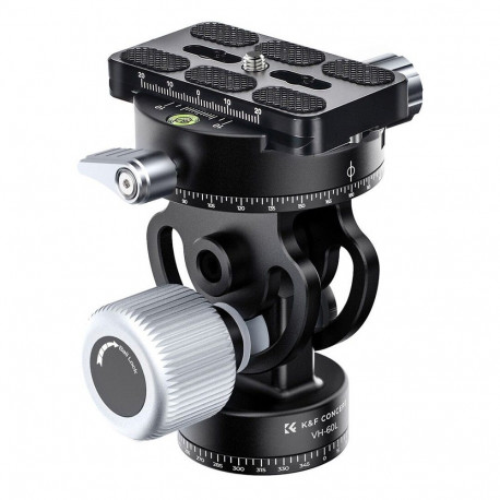 Tripod Head - K&F Concept VH-60L 2D Aluminum 10kg Load 360° Rotation 90° Tilt