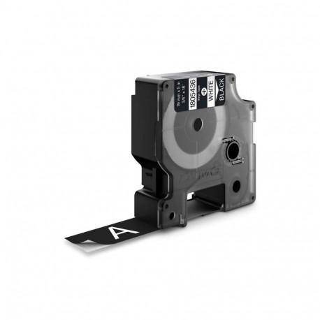 Label Tape - Dymo Vinyl White Black Indoor/Outdoor Use