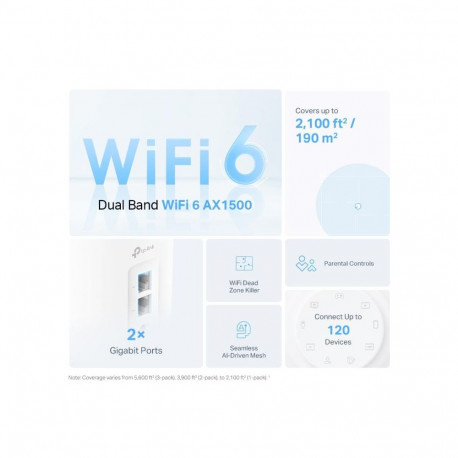 Access Point - TP-Link Deco X1500 Wi-Fi 6 1.5 Gbps 5000 sq ft Coverage 2-Pack