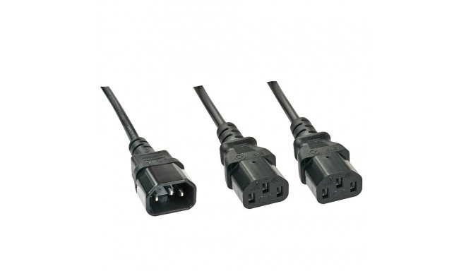 1m C14 to 2x C13 Mains Extension Cable IEC C14 Connector to 2x IEC C13 Connector