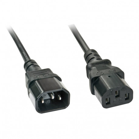 5m C14 to C13 Mains Extension Cable, black IEC C14 Connector to IEC C13 Connector