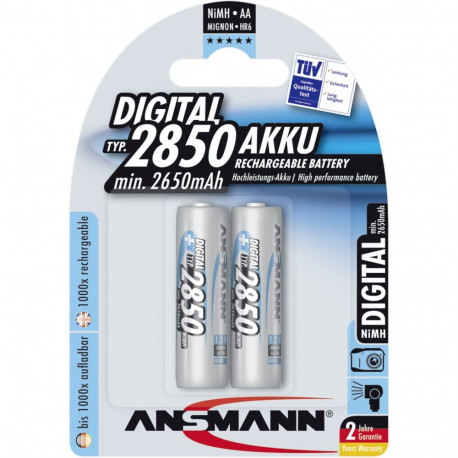1x2 Ansmann NiMH rech. battery 2850 Mignon AA 2650 mAh DIGITAL