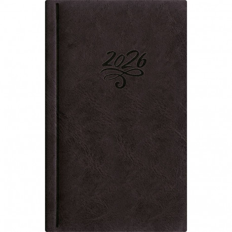 Kalendermärkmik PÄEV B6 must, kõvaköide, kunstnahast kaantega 2026a.