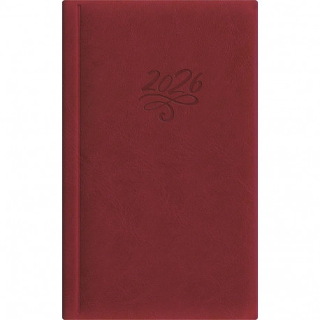 Kalendermärkmik PÄEV B6 tumepunane , kõvaköide, kunstnahast kaantega 2026a.