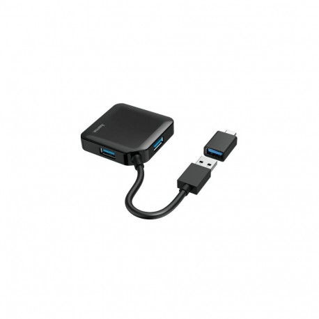 Hama USB Hub, 4 Ports, USB 3.2 Gen 1, 5 Gbit/s, incl. USB-C Adapter