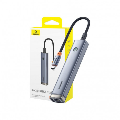5-Port HUB AIR Baseus UltraJoy Series Type-C - HDMI, USB3.0x2, PD, RJ45 (grey)
