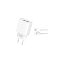 XO CE02C USB charger 2xUSB 2.1A + Type-C cable 1m