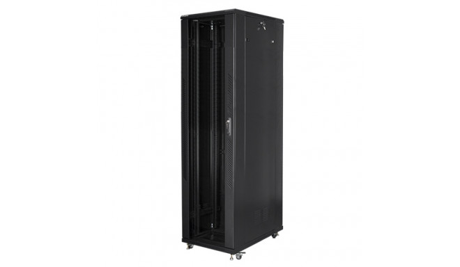 RACK CABINET 19" FREE-STANDING 47U/800X1000 (FLAT PACK) WITH GLASS DOOR BLACK LANBERG