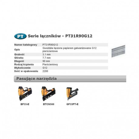 BOSTITCH NAILS PT 33' 90mm RING GAL