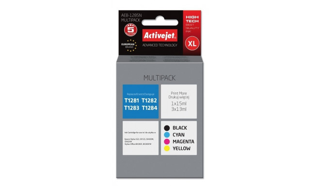 Activejet AEB-1285N tindikassett (asendus Epson T1281, T1282, T1283, T1284; Supreme; 1 x 15 ml, 3 x 