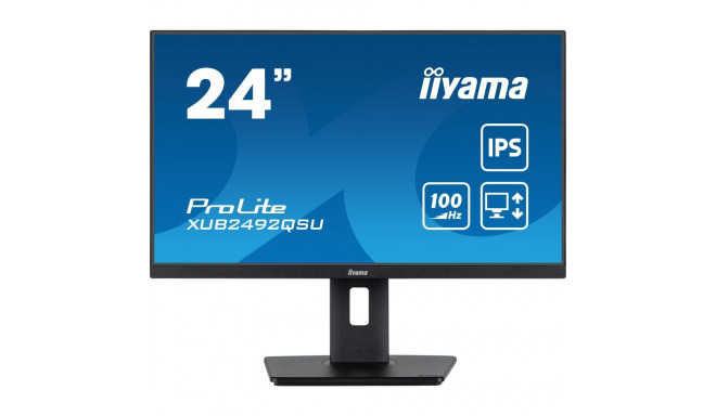 61cm/24" (2560x1440) Iiyama ProLite XUB2492QSU-B1 16:9 WQHD IPS 0.5ms 100Hz HDMI DP USB Speaker Pivo