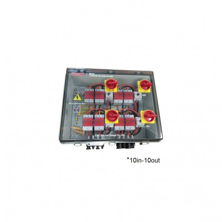 PV Combiner Box - 10in-10out 1000V DC IP66 Waterproof Surge Protection Lockable