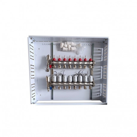 Heating Manifold - 8 Loops NC AC230V Thermal Actuators Flow Meters