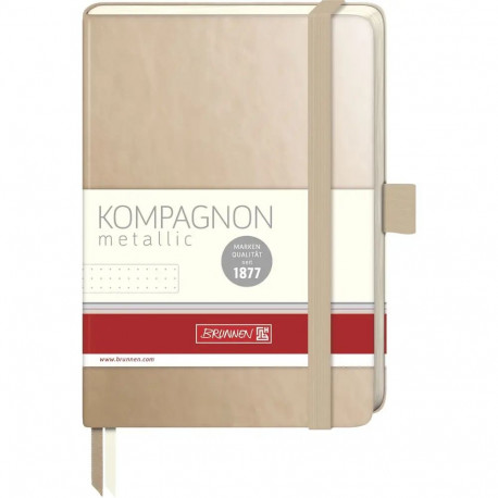 Märkmik A6 Kompagnon Metallic täpisisu kummikinnitusega	96 lehte kuldne