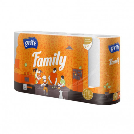 Household paper, 2-ply, GRITE, Family, 4 rolls
