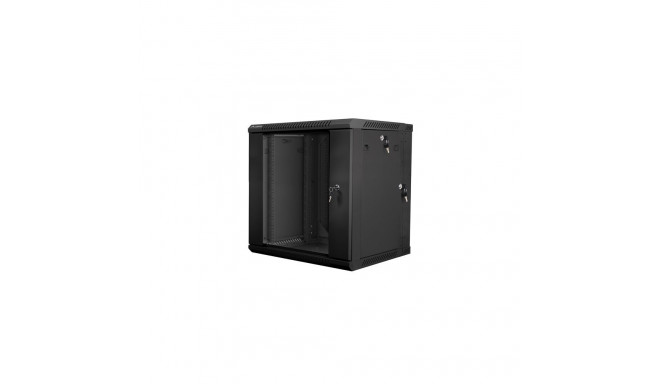 RACK CABINET 19" DOUBLE-SECTION WALL-MOUNT 12U/600X600 (FLAT PACK) BLACK LANBERG