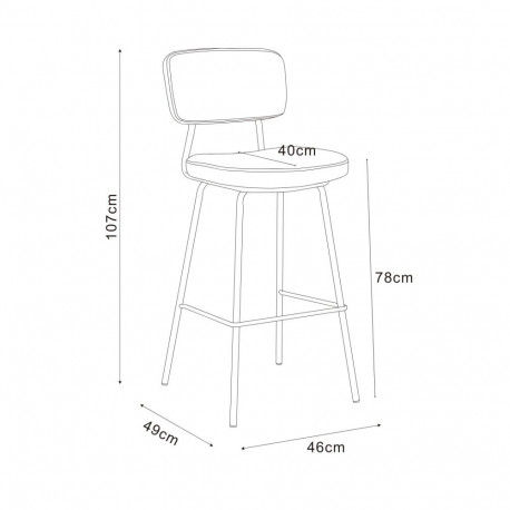 Baaritool KEIU 46x49xH107cm, vanaroosa velvet