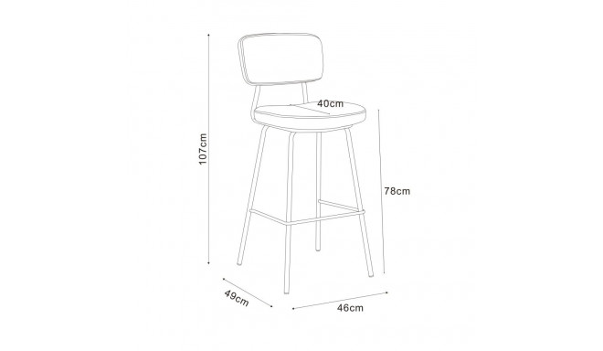 Baaritool KEIU 46x49xH107cm, vanaroosa velvet