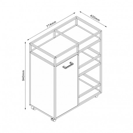 Riiulitega kapp HEDVIG 77,4x42xH94cm, saar/must