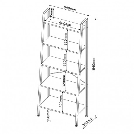 Shelf SANCIA 64x34xH164cm, oak/brown