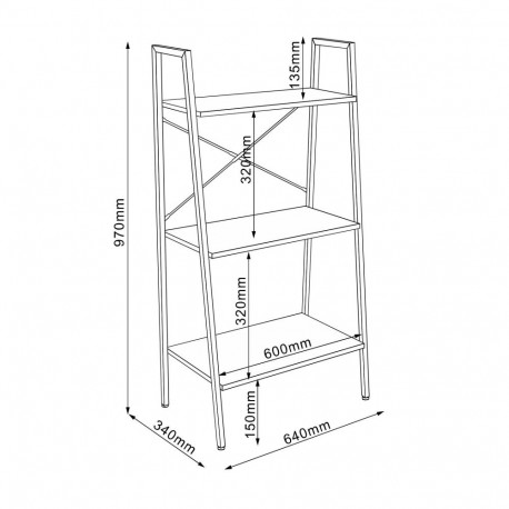 Shelf SANCIA 64x34xH97cm, oak/brown