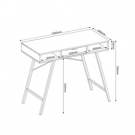 Desk STUDY 120x48xH76cm, oak/brown