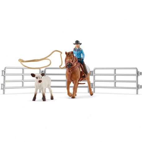 Schleich Farm World Team Roping with Cowgirl, play figure