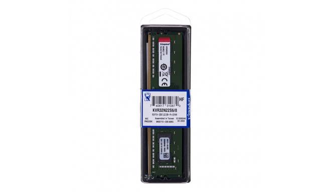Kingston Technology KVR32N22S6/8 mälumoodul 8 GB 1 x 8 GB DDR4 3200 MHz
