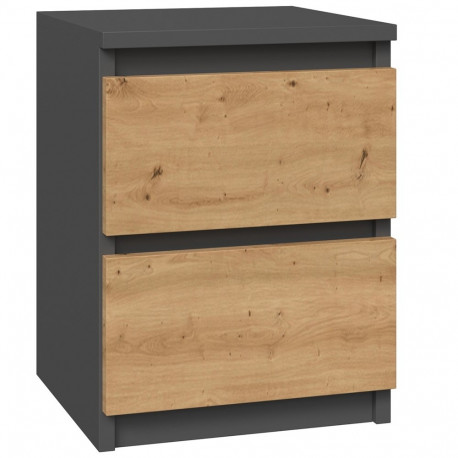 Topeshop M2 ANTRACYT/ARTISAN nightstand/bedside table 2 drawer(s) Anthracite, Oak, Wood